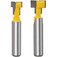 Meccion T-Slot &amp- T-Track Ranura Router Bit Set 8mm Shank Profesional Carpintería Herramientas de corte recto